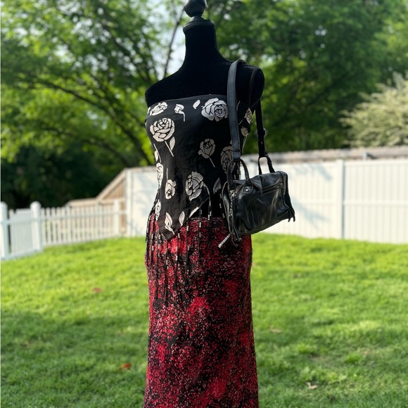 Source Unknown Accessories - Vintage Rose sheer beaded fringe scarf